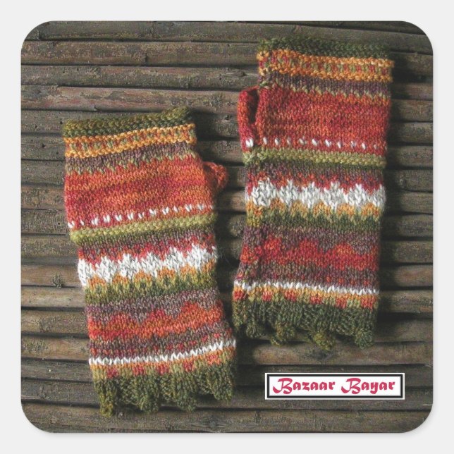 Pegatina Cuadrada Bazaar Bayar Guantes Inalámbricos (Anverso)