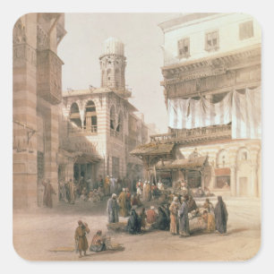 Pegatina Cuadrada Bazar de los caldereros, El Cairo, de "Egipto y