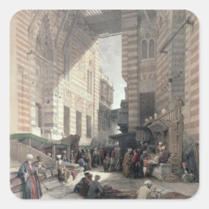 Pegatina Cuadrada Bazar de los comerciantes de seda, El Cairo, de