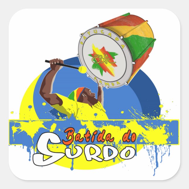 Pegatina Cuadrada BBaC Stuff Surdo Special K Samba Batucada Brasil (Anverso)