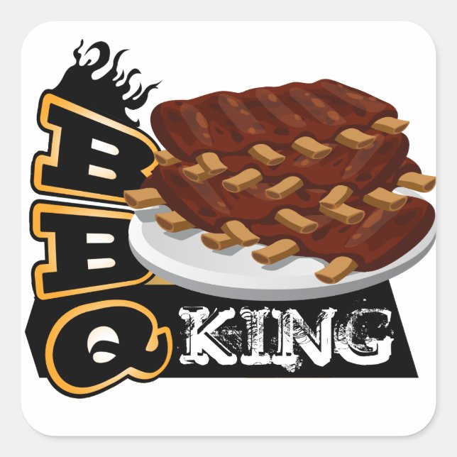 PEGATINA CUADRADA ¡BBQ KING! (Anverso)