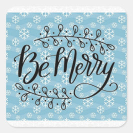 Pegatina Cuadrada Be Merry Lace and Snow Country Christmas Stickers