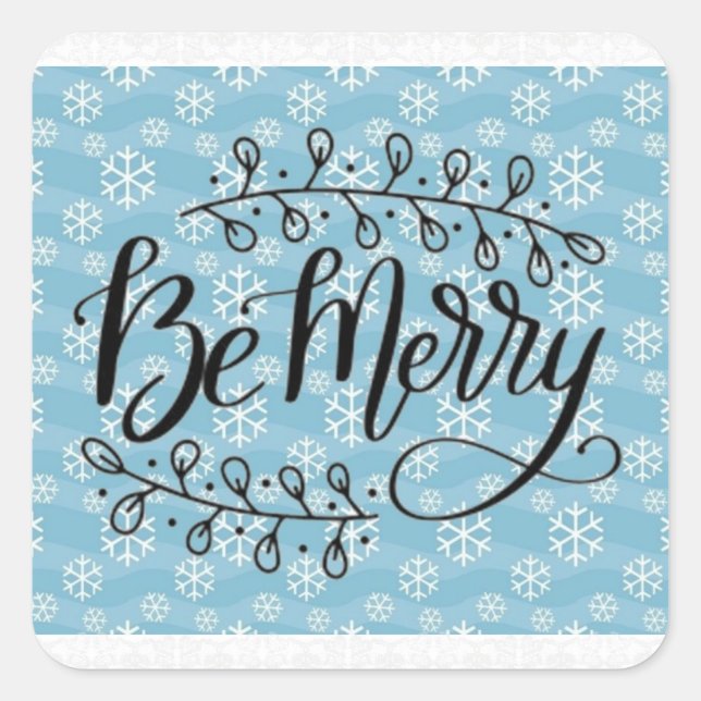 Pegatina Cuadrada Be Merry Lace and Snow Country Christmas Stickers (Anverso)