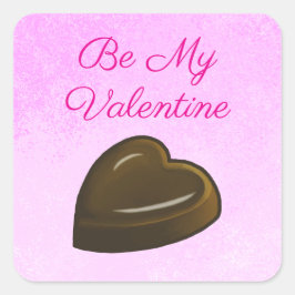 Pegatina Cuadrada Be My Valentine Chocolate Heart