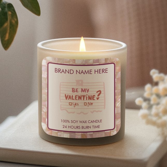 Pegatina Cuadrada Be My Valentine Custom Pink Candle Labels  (Subido por el creador)