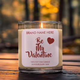Pegatina Cuadrada Be My Valentine Custom Purple Candle Labels 
