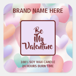 Pegatina Cuadrada Be My Valentine Pastel Candle Soft Love Labels