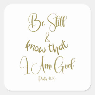 Pegatina Cuadrada Be Still KJV Bible Vers