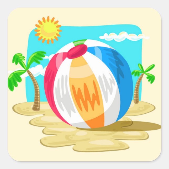 Pegatina Cuadrada Beach Ball (Anverso)