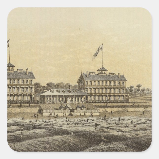 Pegatina Cuadrada Beach House, Sea Girt, Monmouth Co., NJ (Anverso)