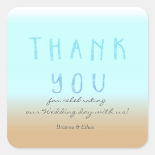 Pegatina Cuadrada Beach Ombre GRACIAS A Pegatinas acuarelas