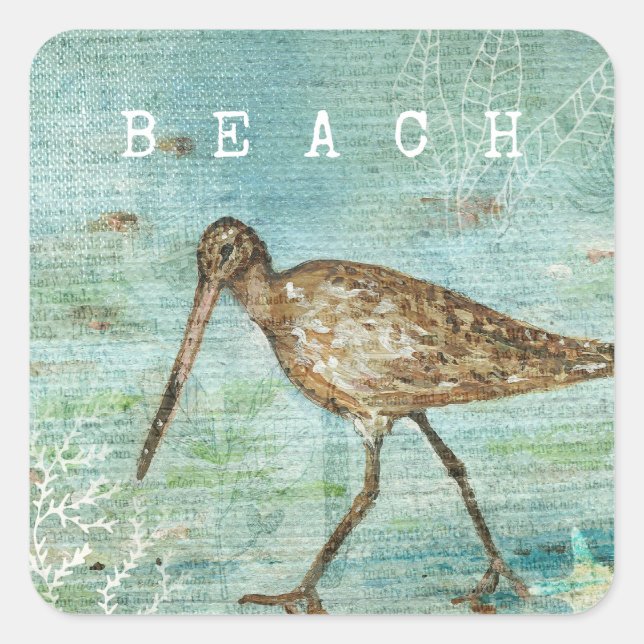 Pegatina Cuadrada Beach Shorebird (Anverso)