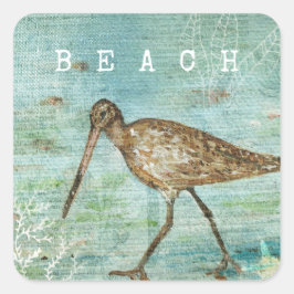 Pegatina Cuadrada Beach Shorebird