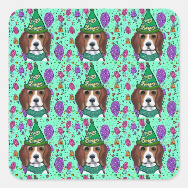 PEGATINA CUADRADA BEAGLE (Anverso)