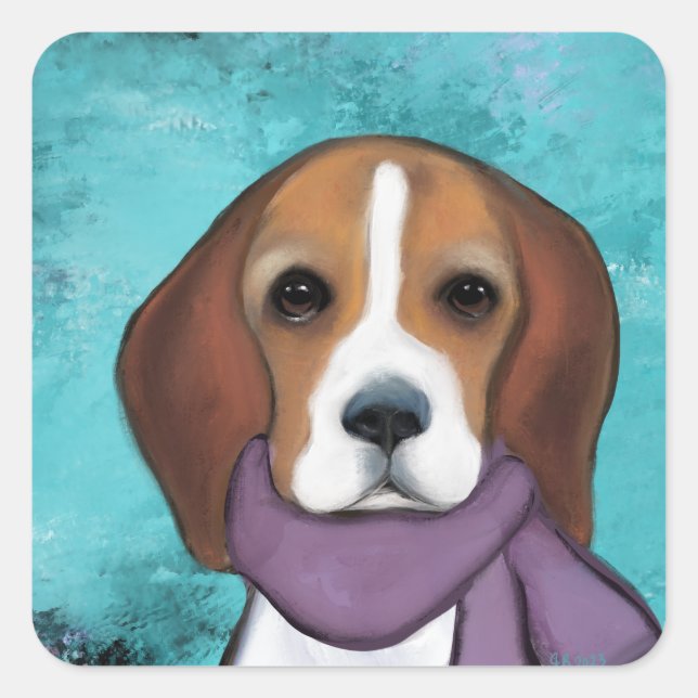 Pegatina Cuadrada Beagle (Anverso)