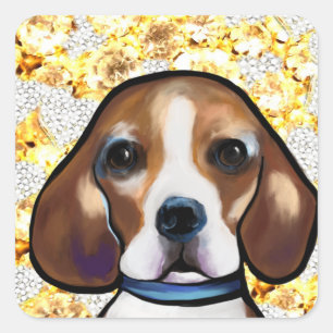 Pegatina Cuadrada Beagle Brillante