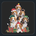 Pegatina Cuadrada Beagle Christmas Tree con Santa Hat Dog Mom Dogs<br><div class="desc">Beagle Árbol de Navidad Con Papá Noel Perro Mamá Perro Feliz Regalo De Navidad Para Beagle Lover</div>