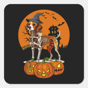 Pegatina Cuadrada Beagle Dog Halloween