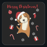 Pegatina Cuadrada Beagle Merry Christmas Winter Animals Dog<br><div class="desc">El perro beagle en Navidades con luces de hadas. Animales divertidos con regalos y nieve para las vacaciones. También es gracioso para los Navidades en julio. Los perros son lindos animales y son perfectos para los Navidades.</div>