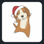 Pegatina Cuadrada Beagle Merry Christmas Winter Animals Dog<br><div class="desc">El perro beagle en Navidades con luces de hadas. Animales divertidos con regalos y nieve para las vacaciones. También es gracioso para los Navidades en julio. Los perros son lindos animales y son perfectos para los Navidades.</div>