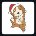 Pegatina Cuadrada Beagle Merry Christmas Winter Animals Dog<br><div class="desc">El perro beagle en Navidades con luces de hadas. Animales divertidos con regalos y nieve para las vacaciones. También es gracioso para los Navidades en julio. Los perros son lindos animales y son perfectos para los Navidades.</div>