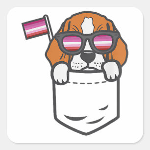 Pegatina Cuadrada Beagle Pocket Dog LGTB Bandera Lesbiana Gay Prily