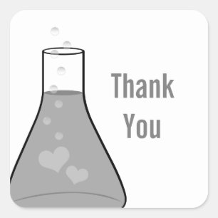 Pegatina Cuadrada Beaker Whimsical Gracias Pegatinas, Gray