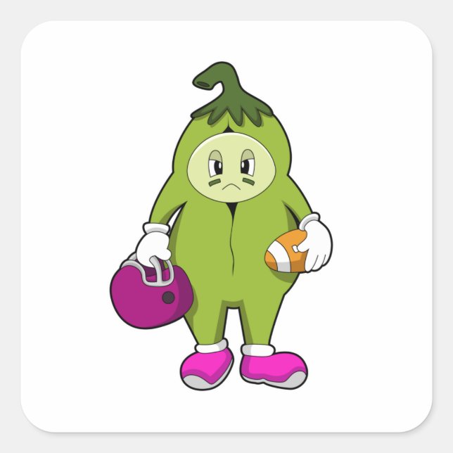 Pegatina Cuadrada Bean en deportes de fútbol (Anverso)