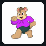 Pegatina Cuadrada Bear at Running<br><div class="desc">This design is the perfect gift for a birthday,  Christmas and other celebrations. It is suitable for women,  men and kids.</div>