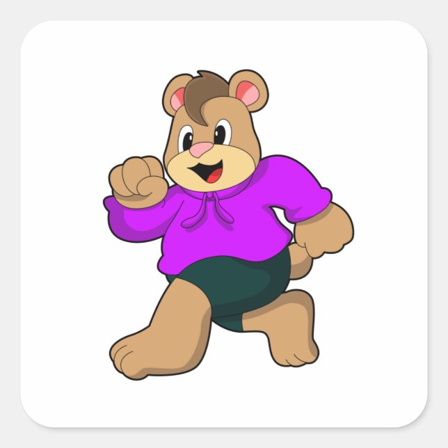 Pegatina Cuadrada Bear at Running (Anverso)