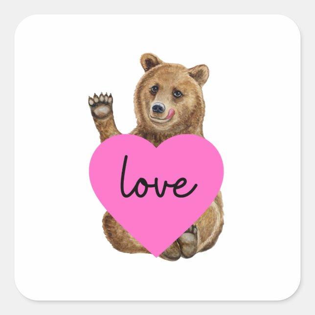 Pegatina Cuadrada Bear Love sticker (Anverso)
