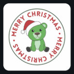 Pegatina Cuadrada Bear Merry Christmas Winter Animals Bears Square S<br><div class="desc">Bear for Christmas with fairy lights. Funny animals with gifts and snow to the holidays. Also funny for Christmas in July. Bears are sweet animals and perfect for Christmas.</div>