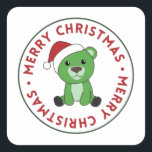 Pegatina Cuadrada Bear Merry Christmas Winter Animals Bears Square S<br><div class="desc">Bear for Christmas with fairy lights. Funny animals with gifts and snow to the holidays. Also funny for Christmas in July. Bears are sweet animals and perfect for Christmas.</div>