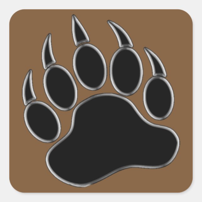 Pegatina Cuadrada Bear Paw (Anverso)