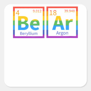 Pegatina Cuadrada Bear tabla periódica oso oso gay oso orgullo LGBT 