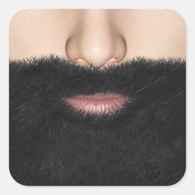Pegatina Cuadrada Beard Mouth and Nose (Anverso)