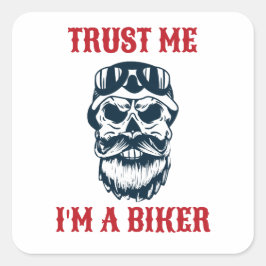 Pegatina Cuadrada Beard Scull | Motocicleta | Créeme que soy un cicl