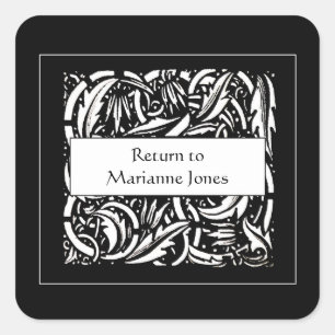 Pegatina Cuadrada Beardsley Acanthus Leaf Bookplate