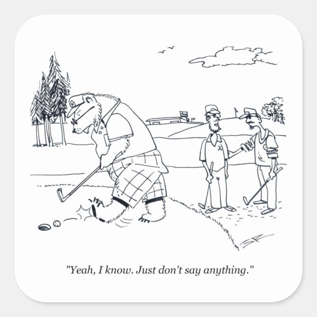 Pegatina Cuadrada Bearly Golf grandes pegatinas cuadrados (Anverso)