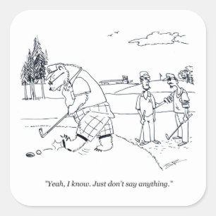 Pegatina Cuadrada Bearly Golf grandes pegatinas cuadrados