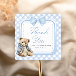 Pegatina Cuadrada Bearly Wait Elegant Bear Baby Shower