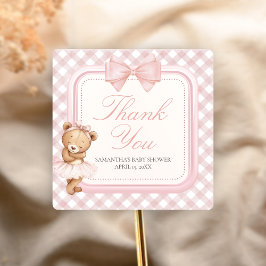 Pegatina Cuadrada Bearly Wait Elegant Bear Baby Shower