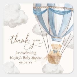 Pegatina Cuadrada Bearly Wait Teddy Bear Gracias Baby Shower