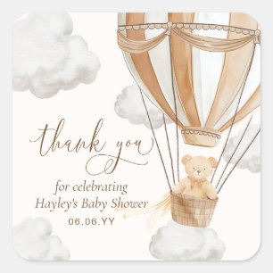Pegatina Cuadrada Bearly Wait Teddy Bear Gracias Tan Baby Shower