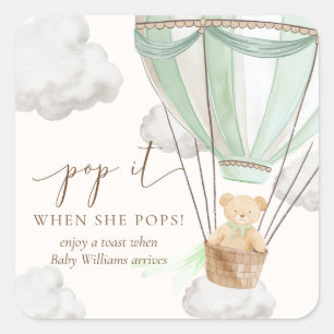 Pegatina Cuadrada Bearly Wait Teddy Bear Mint Pop It When Pops