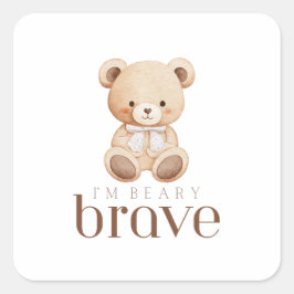 Pegatina Cuadrada beary brave childhood cancer sick kids cute bear 