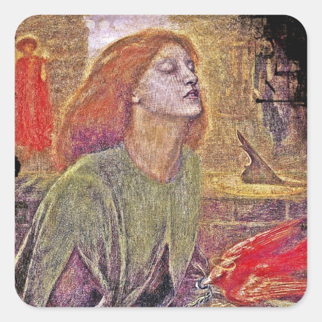 Pegatina Cuadrada Beata Beatrix (Anverso)