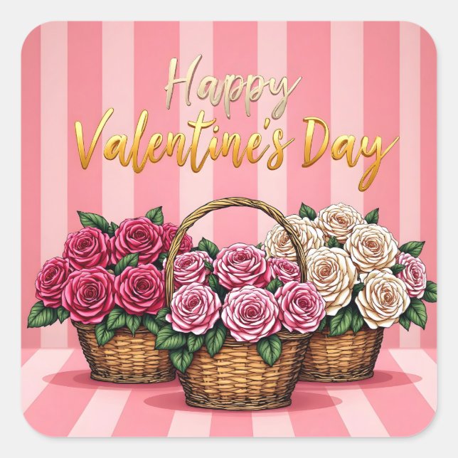 Pegatina Cuadrada Beautiful Luxury Floral Love Popular Collection (Anverso)