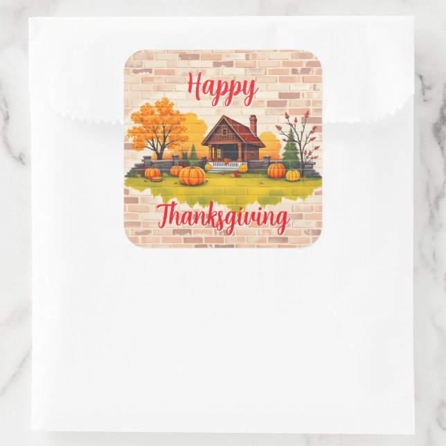Pegatina Cuadrada Beautiful Popular Happy Thanksgiving Fall (Bolso)