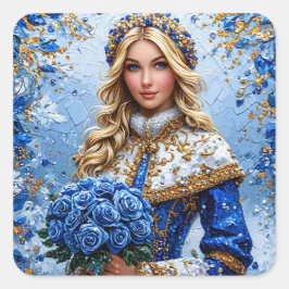 Pegatina Cuadrada Beautiful Snow Maiden